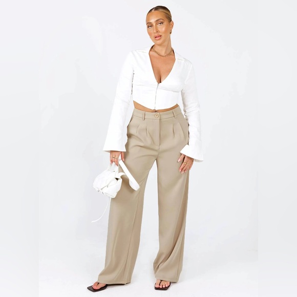 Princess Polly Pants - Princess Polly Tan Wide-Leg Trousers